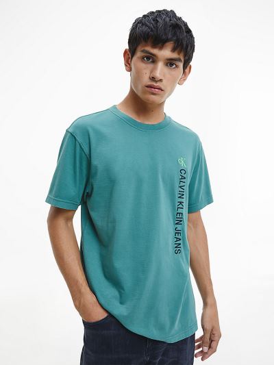Calvin Klein Ruhák HU400675 | Calvin Klein Organic Cotton Embroidered Férfi Póló Zöld